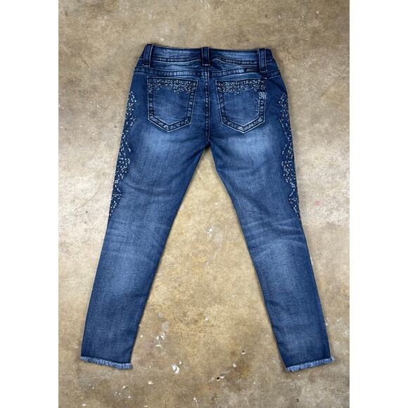 Miss Me Signature‎ Ankle Skinny Jeans Women’s 27 Blue Mid-Rise Embellished - Picture 2 of 14